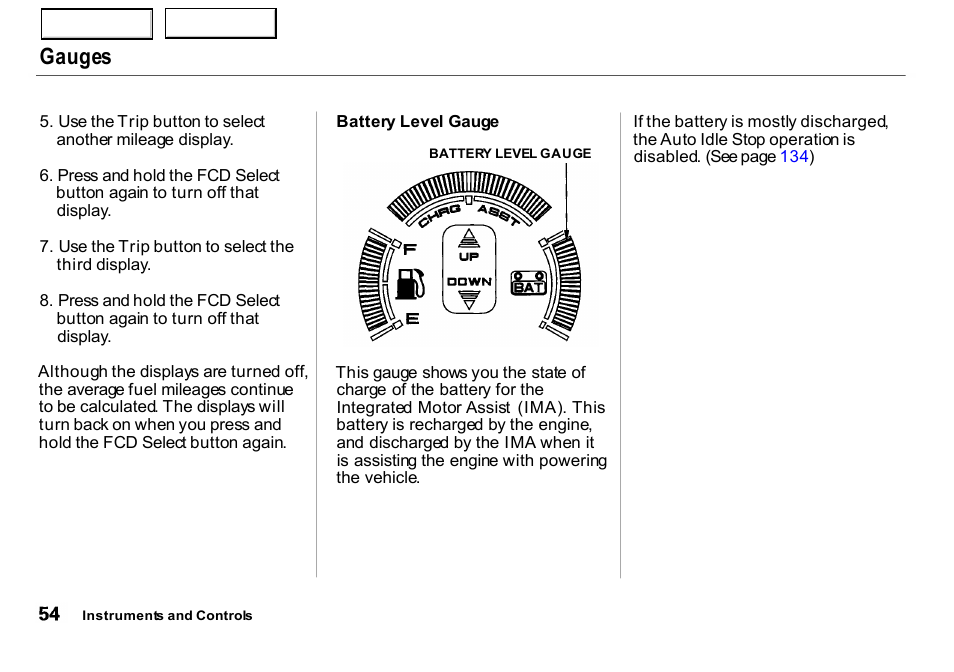 Gauges | HONDA 2000 Insight  - Owner's Manual User Manual | Page 57 / 262