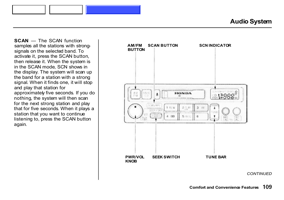 Audio system | HONDA 2000 CR-V - Owner's Manual User Manual | Page 113 / 322