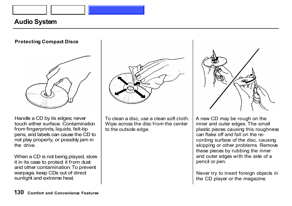 Audio system | HONDA 2000 CR-V - Owner's Manual User Manual | Page 134 / 322