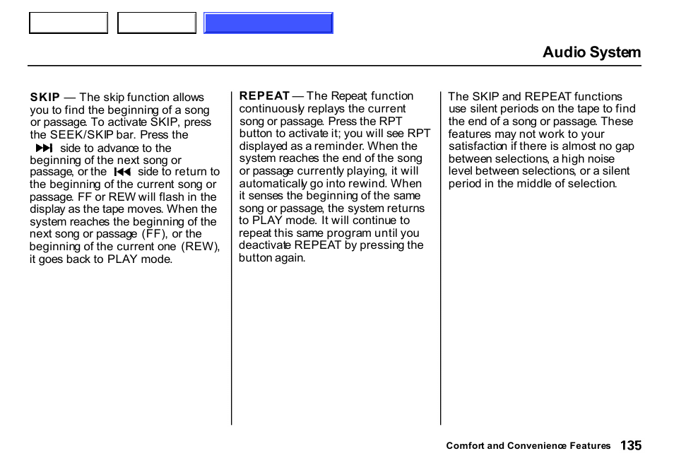 Audio system | HONDA 2000 CR-V - Owner's Manual User Manual | Page 139 / 322