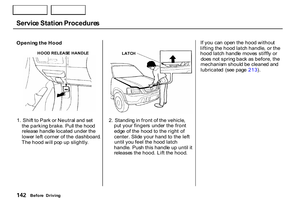 Service station procedures | HONDA 2000 CR-V - Owner's Manual User Manual | Page 146 / 322