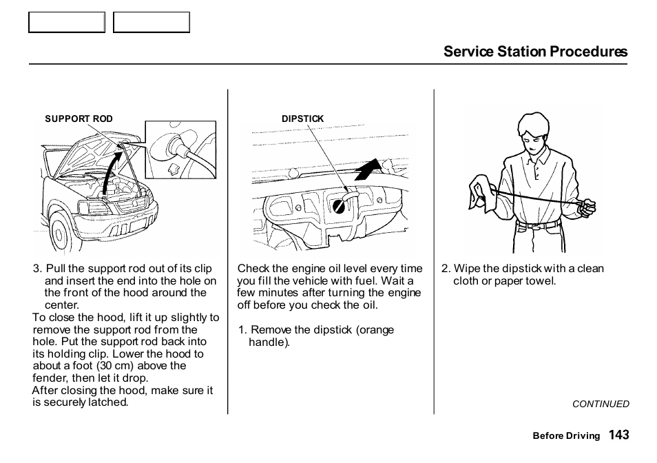 Check, Service station procedures | HONDA 2000 CR-V - Owner's Manual User Manual | Page 147 / 322
