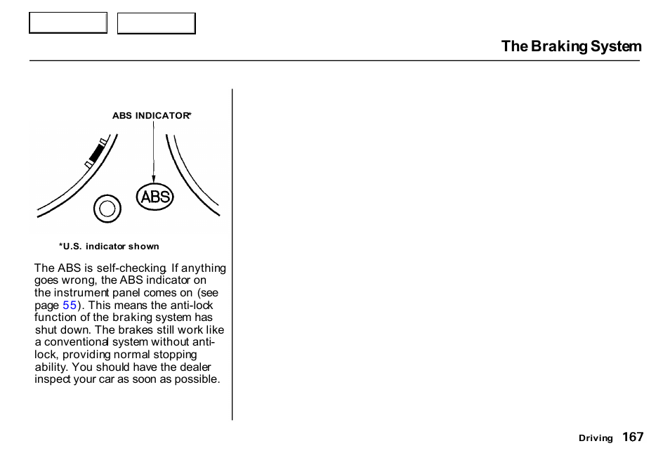 The braking system | HONDA 2000 CR-V - Owner's Manual User Manual | Page 171 / 322