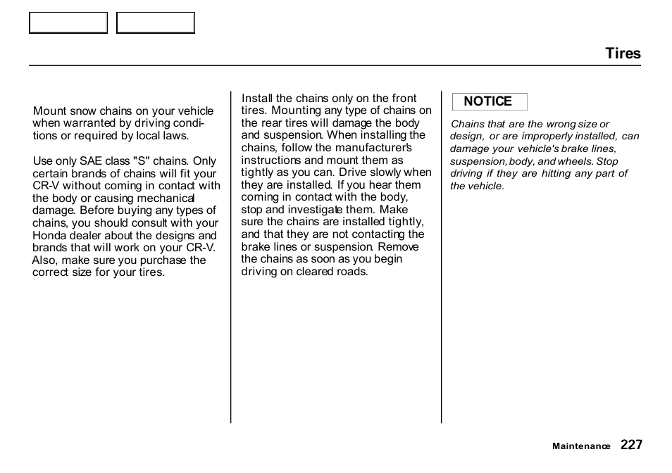 Tires | HONDA 2000 CR-V - Owner's Manual User Manual | Page 231 / 322