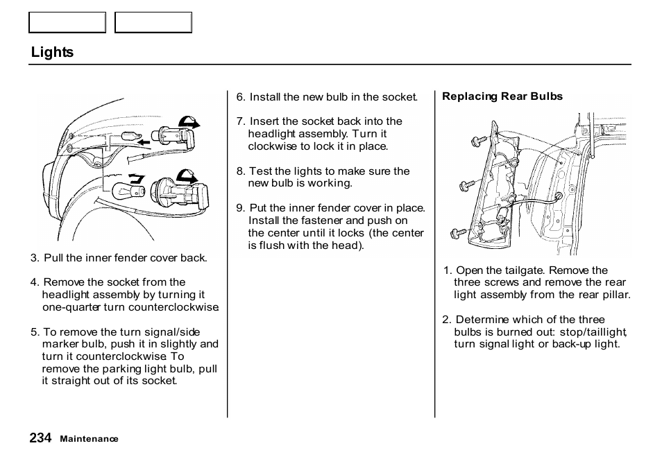 Lights | HONDA 2000 CR-V - Owner's Manual User Manual | Page 238 / 322