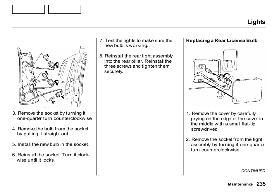 Lights | HONDA 2000 CR-V - Owner's Manual User Manual | Page 239 / 322