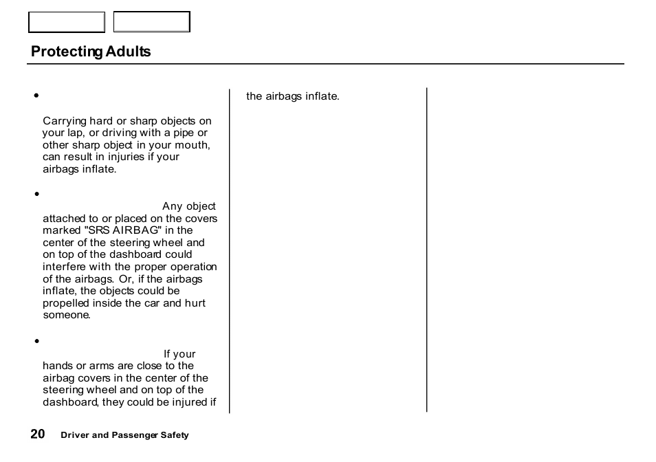 Protecting adults | HONDA 2000 CR-V - Owner's Manual User Manual | Page 24 / 322