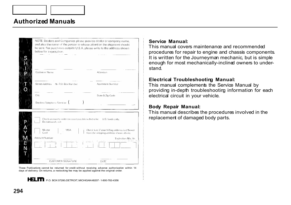 Authorized manuals | HONDA 2000 CR-V - Owner's Manual User Manual | Page 298 / 322