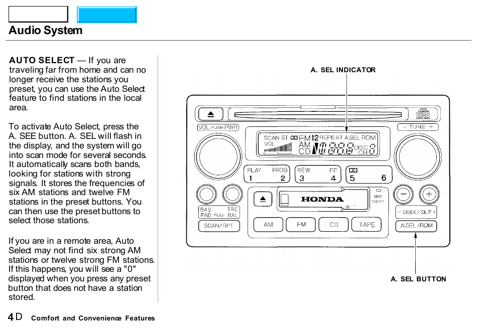 Audio system | HONDA 2000 CR-V - Owner's Manual User Manual | Page 313 / 322