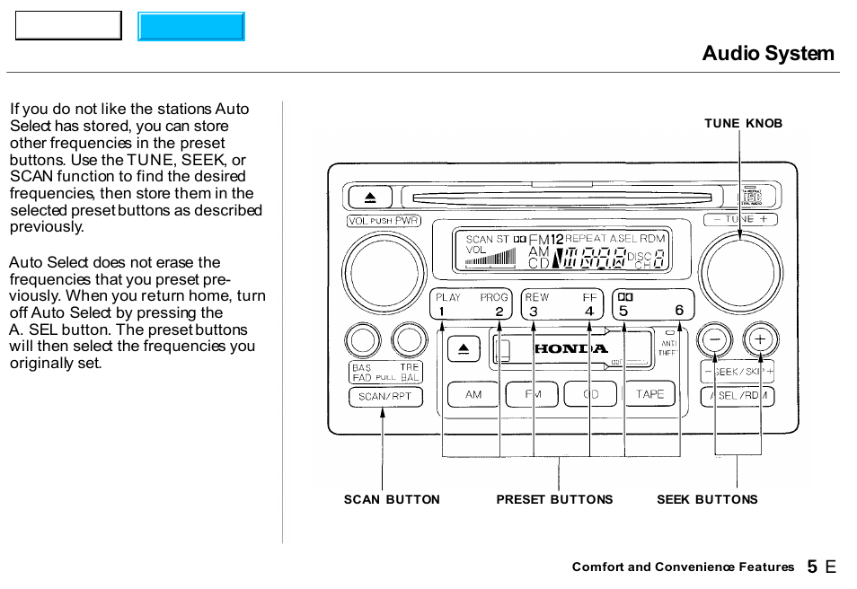 Audio system | HONDA 2000 CR-V - Owner's Manual User Manual | Page 314 / 322