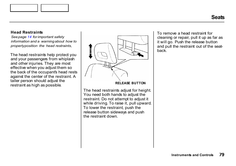 Seats | HONDA 2000 CR-V - Owner's Manual User Manual | Page 83 / 322