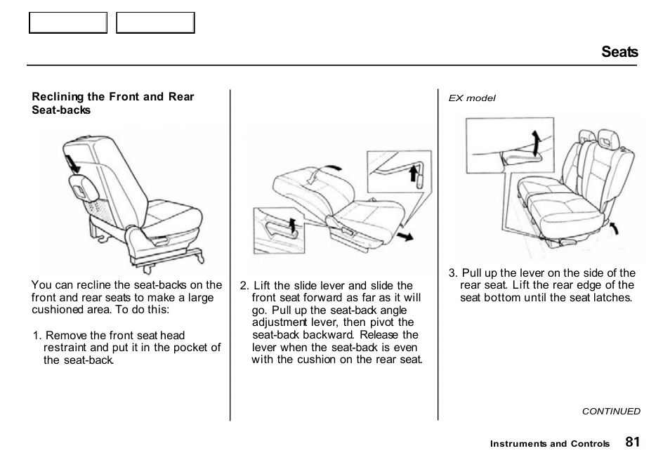 Seats | HONDA 2000 CR-V - Owner's Manual User Manual | Page 85 / 322
