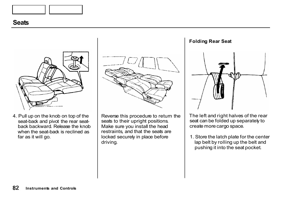 Seats | HONDA 2000 CR-V - Owner's Manual User Manual | Page 86 / 322
