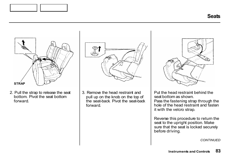 Seats | HONDA 2000 CR-V - Owner's Manual User Manual | Page 87 / 322