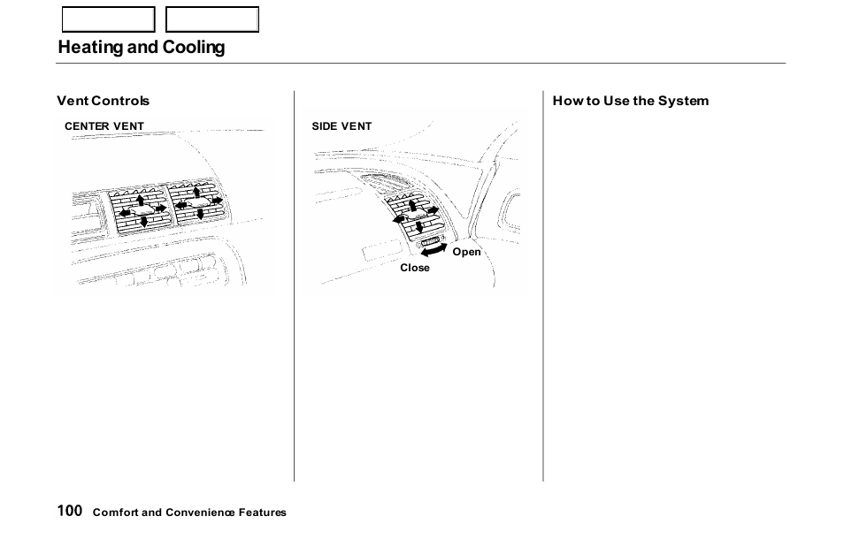 Heating and cooling | HONDA 2000 Prelude - Owner's Manual User Manual | Page 103 / 293