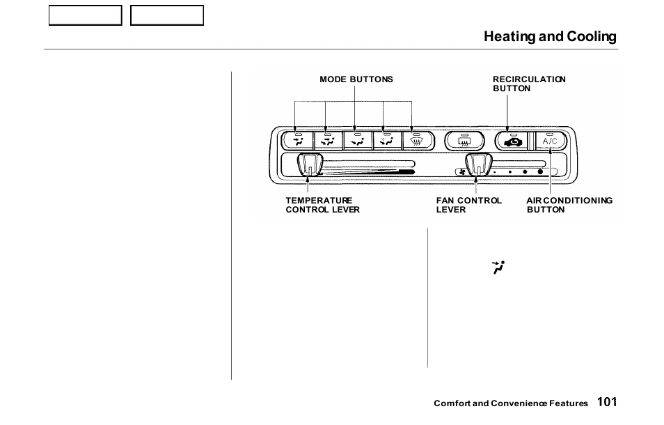 Heating and cooling | HONDA 2000 Prelude - Owner's Manual User Manual | Page 104 / 293