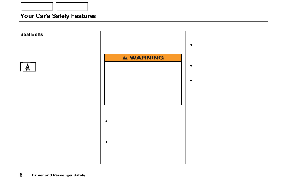 Your car's safety features | HONDA 2000 Prelude - Owner's Manual User Manual | Page 11 / 293