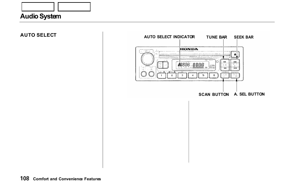 Audio system | HONDA 2000 Prelude - Owner's Manual User Manual | Page 111 / 293