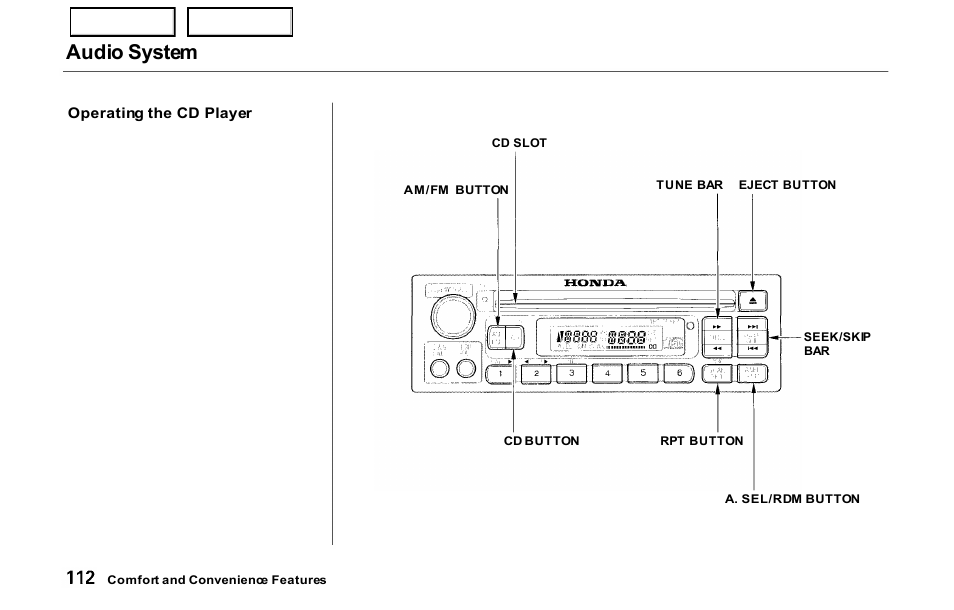 Audio system | HONDA 2000 Prelude - Owner's Manual User Manual | Page 115 / 293