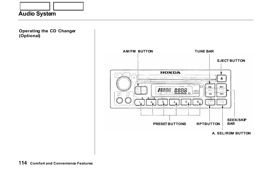 Audio system | HONDA 2000 Prelude - Owner's Manual User Manual | Page 117 / 293