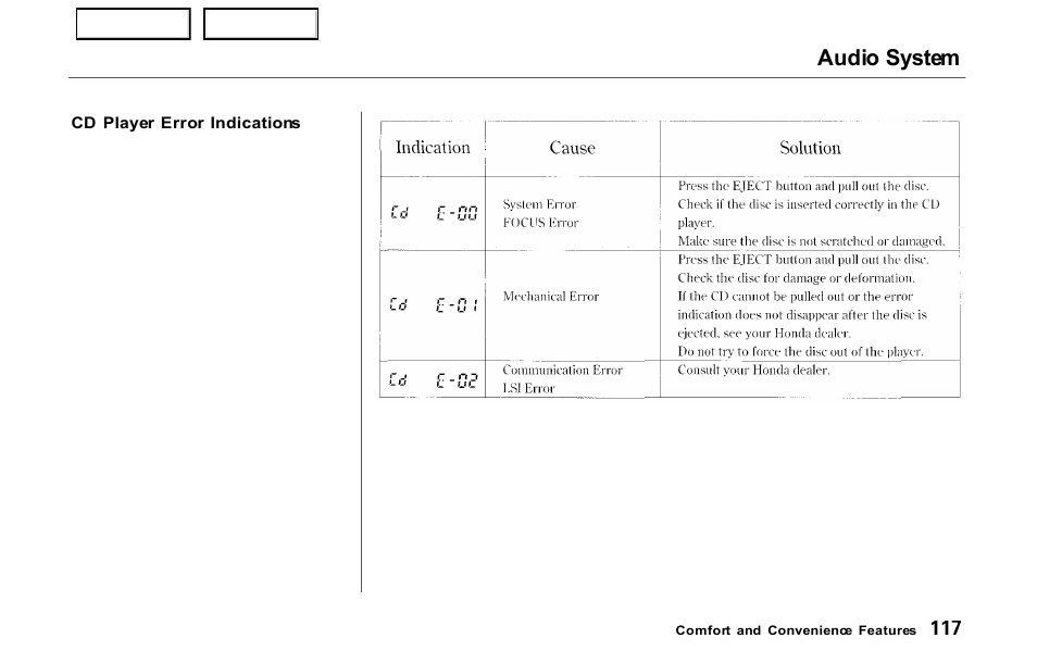 Audio system | HONDA 2000 Prelude - Owner's Manual User Manual | Page 120 / 293