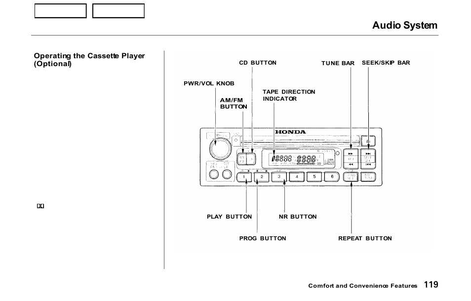 Audio system | HONDA 2000 Prelude - Owner's Manual User Manual | Page 122 / 293