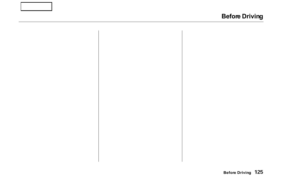 Before driving | HONDA 2000 Prelude - Owner's Manual User Manual | Page 128 / 293