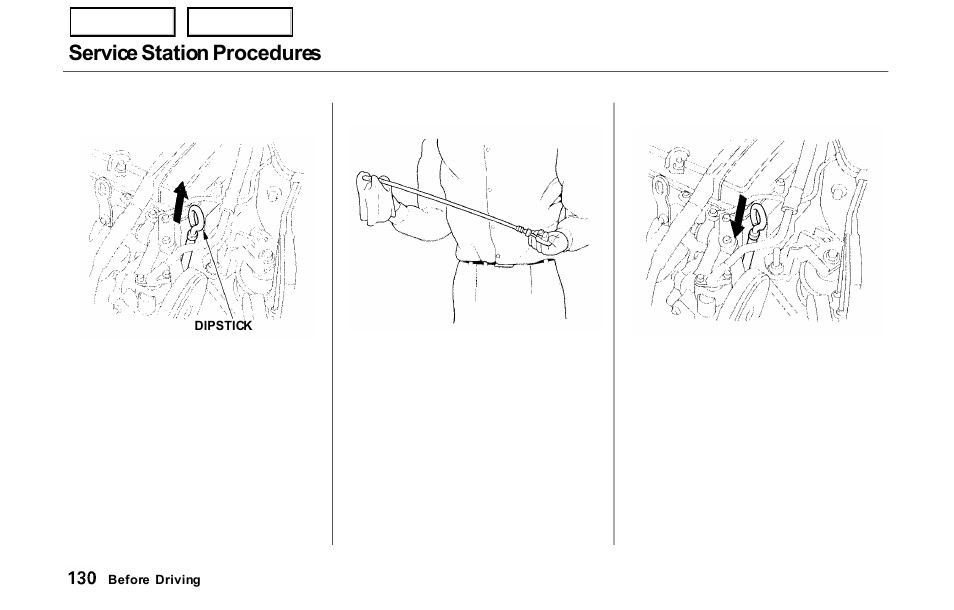 Service station procedures | HONDA 2000 Prelude - Owner's Manual User Manual | Page 133 / 293