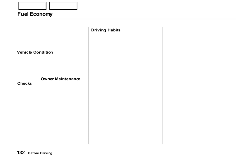 Fuel economy | HONDA 2000 Prelude - Owner's Manual User Manual | Page 135 / 293