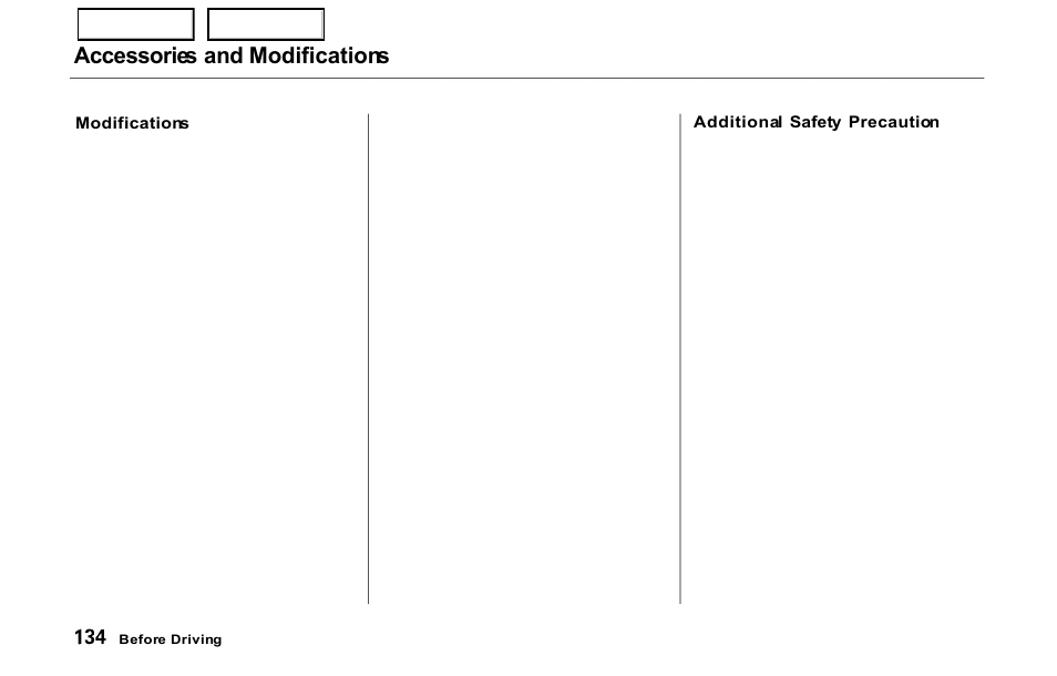 Accessories and modifications | HONDA 2000 Prelude - Owner's Manual User Manual | Page 137 / 293