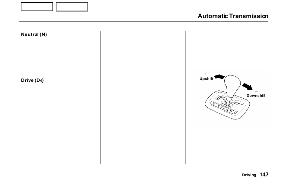 Automatic transmission | HONDA 2000 Prelude - Owner's Manual User Manual | Page 150 / 293