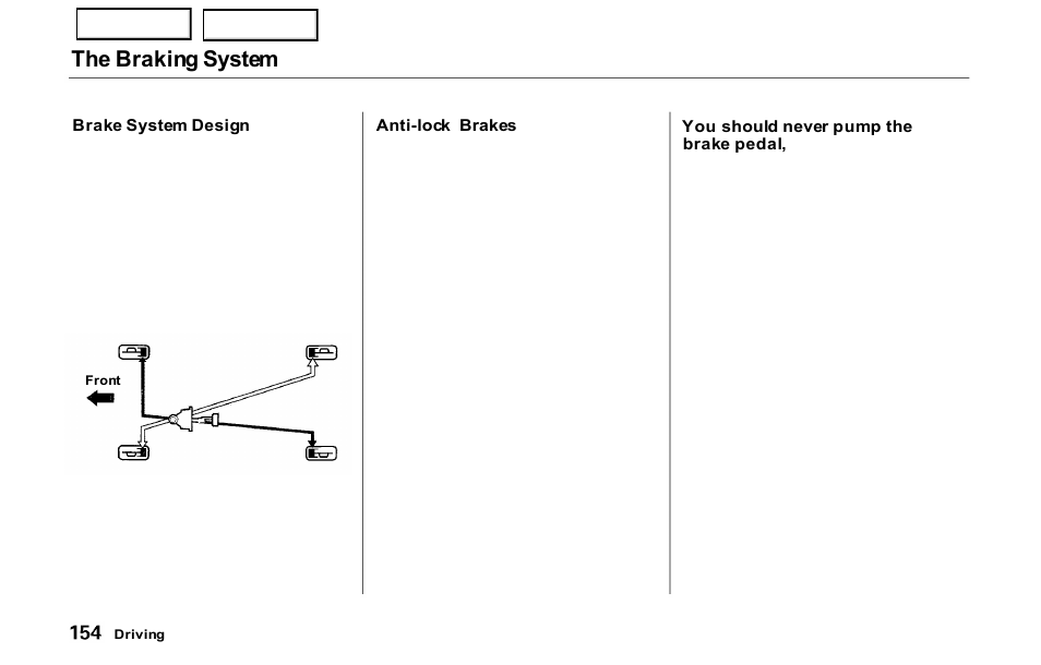 The braking system | HONDA 2000 Prelude - Owner's Manual User Manual | Page 157 / 293