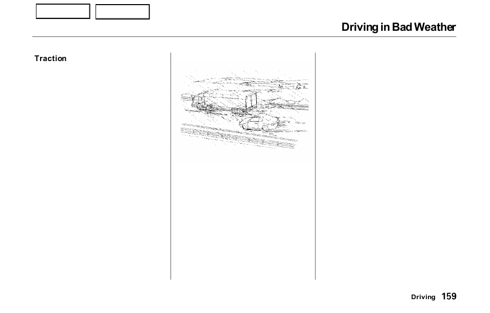 Driving in bad weather | HONDA 2000 Prelude - Owner's Manual User Manual | Page 162 / 293