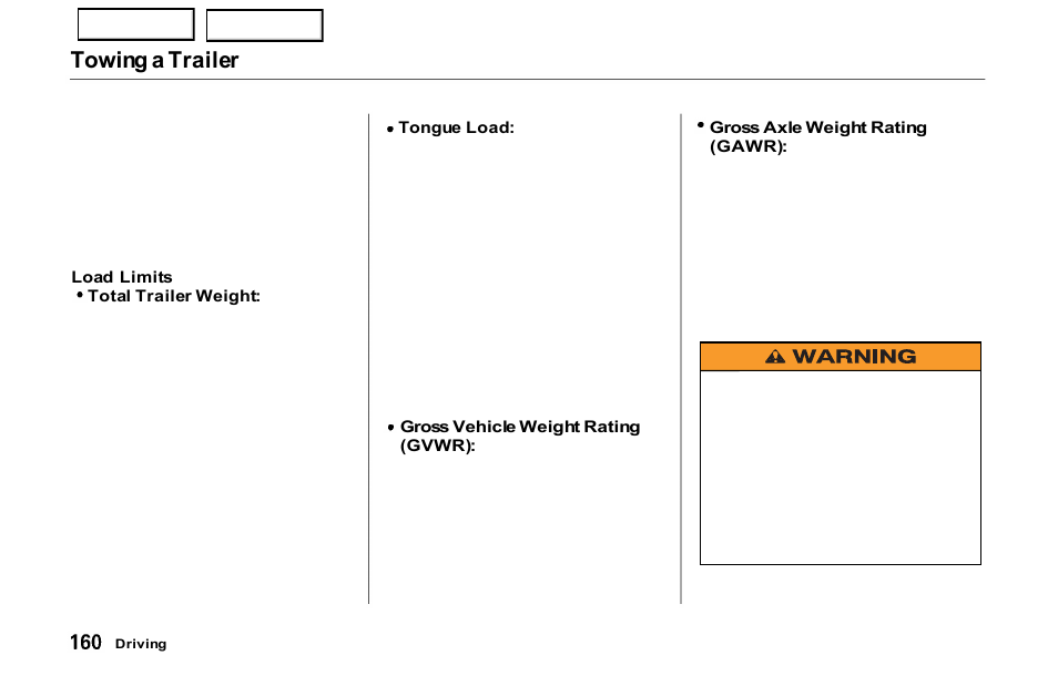 Towing a trailer | HONDA 2000 Prelude - Owner's Manual User Manual | Page 163 / 293