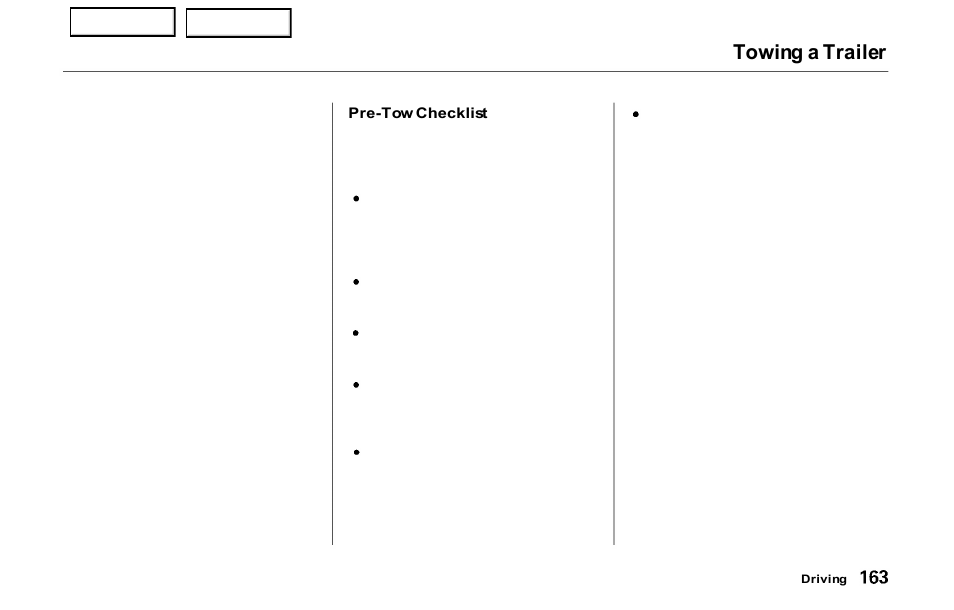 Towing a trailer | HONDA 2000 Prelude - Owner's Manual User Manual | Page 166 / 293