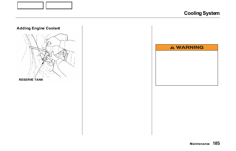 Cooling system | HONDA 2000 Prelude - Owner's Manual User Manual | Page 188 / 293