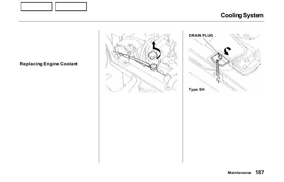 Cooling system | HONDA 2000 Prelude - Owner's Manual User Manual | Page 190 / 293