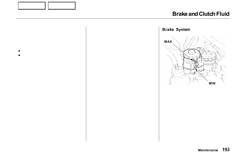 Brake and clutch fluid | HONDA 2000 Prelude - Owner's Manual User Manual | Page 196 / 293