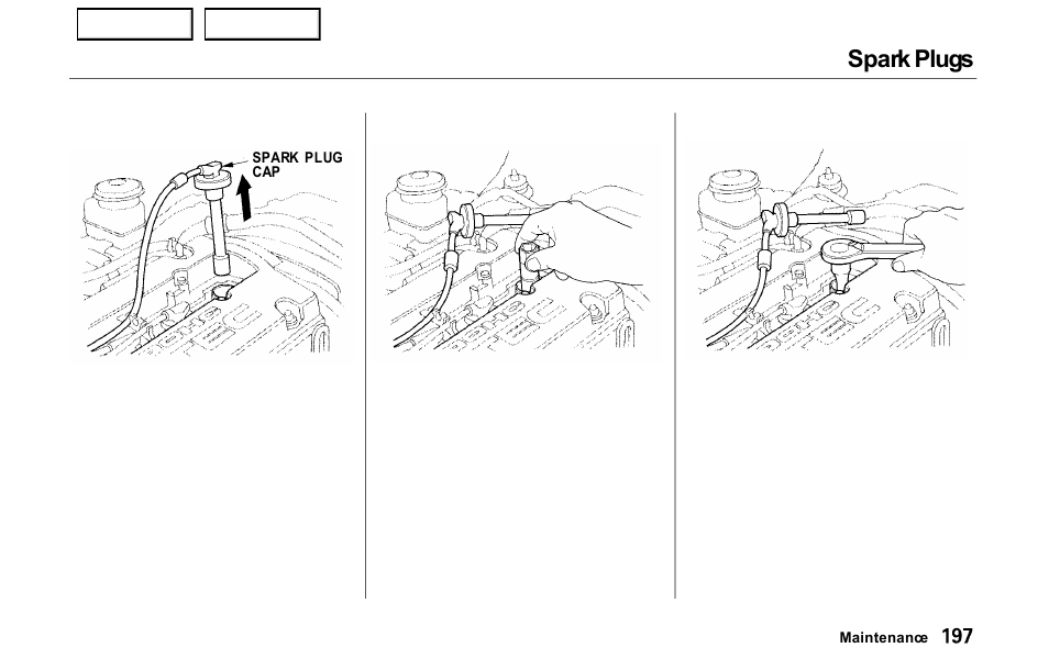 Spark plugs | HONDA 2000 Prelude - Owner's Manual User Manual | Page 200 / 293