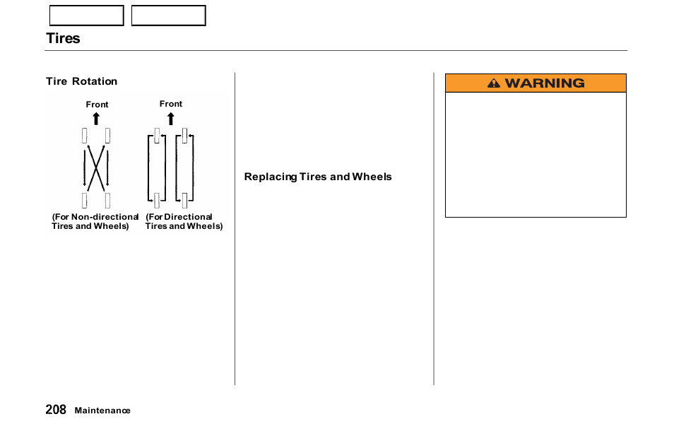 Tires | HONDA 2000 Prelude - Owner's Manual User Manual | Page 211 / 293