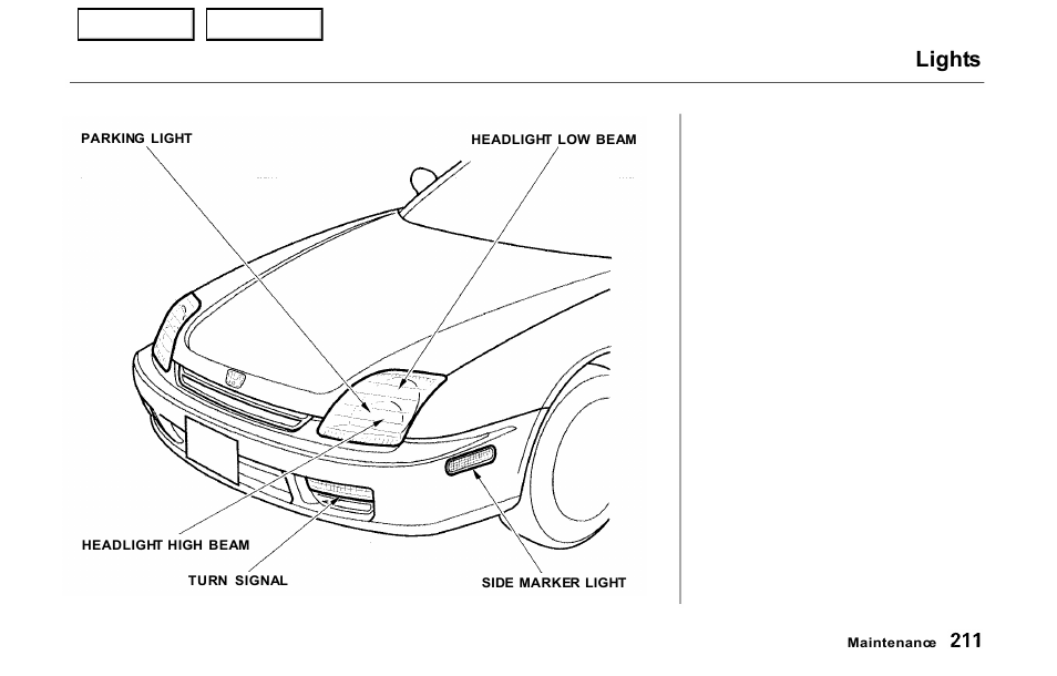 Lights | HONDA 2000 Prelude - Owner's Manual User Manual | Page 214 / 293