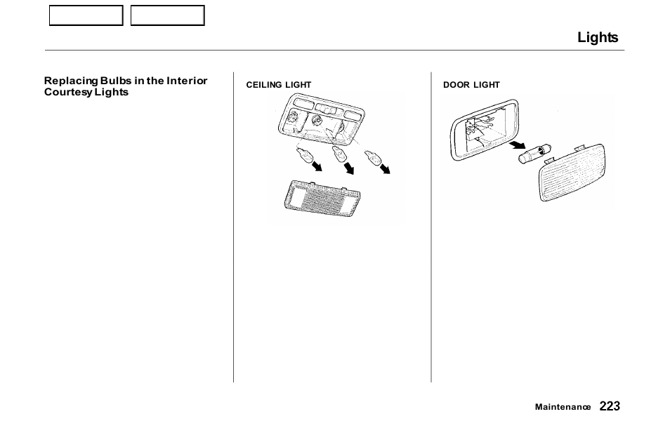 Lights | HONDA 2000 Prelude - Owner's Manual User Manual | Page 226 / 293