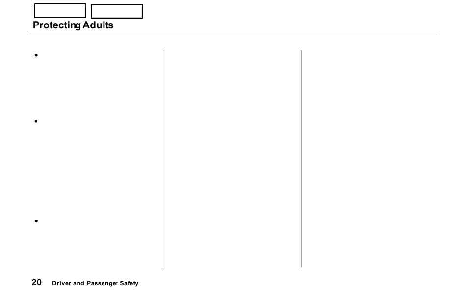 Protecting adults | HONDA 2000 Prelude - Owner's Manual User Manual | Page 23 / 293