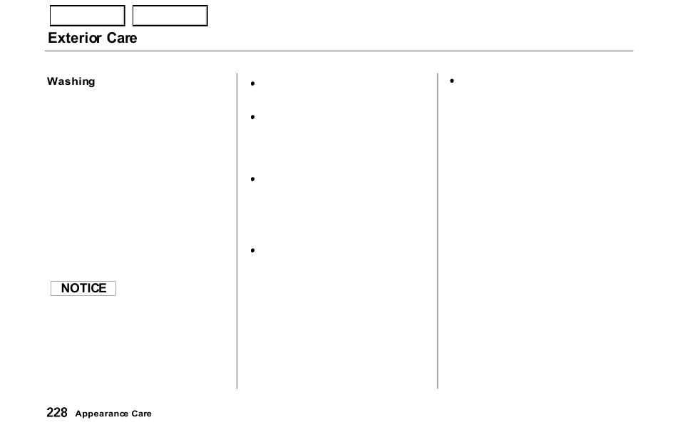 Exterior care | HONDA 2000 Prelude - Owner's Manual User Manual | Page 231 / 293