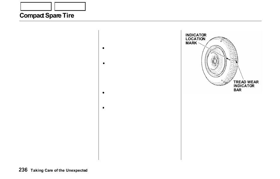 Compact spare tire | HONDA 2000 Prelude - Owner's Manual User Manual | Page 239 / 293