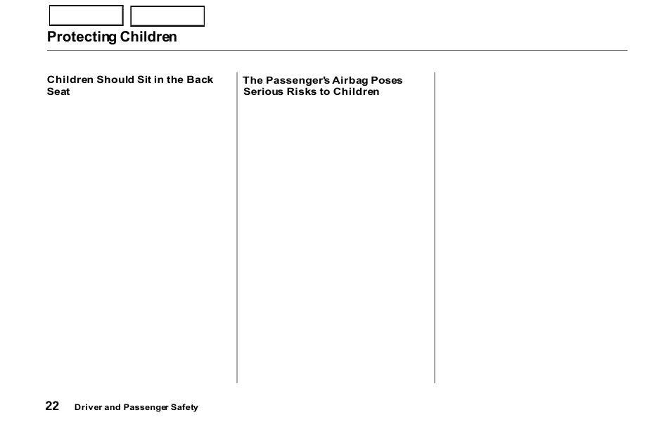 Protecting children | HONDA 2000 Prelude - Owner's Manual User Manual | Page 25 / 293