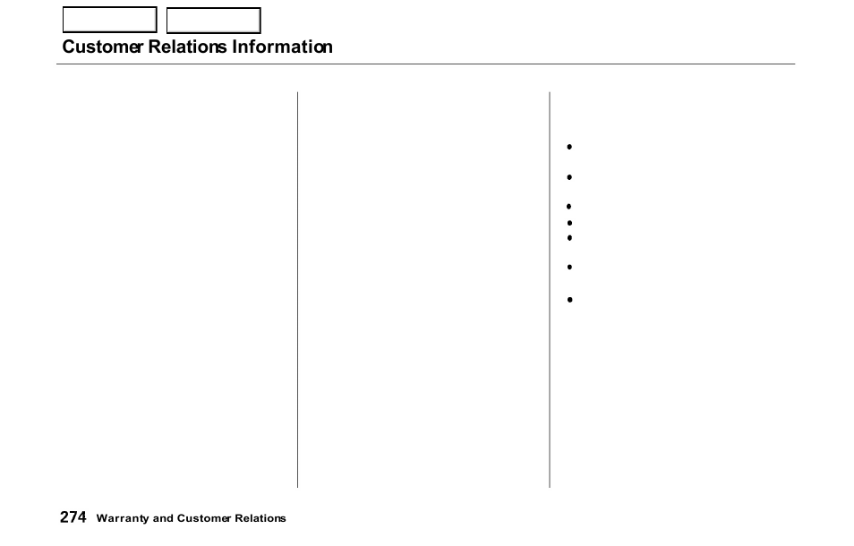 Customer relations information | HONDA 2000 Prelude - Owner's Manual User Manual | Page 277 / 293