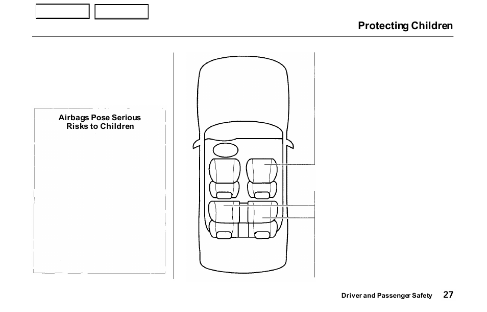 Protecting children | HONDA 2000 Prelude - Owner's Manual User Manual | Page 30 / 293