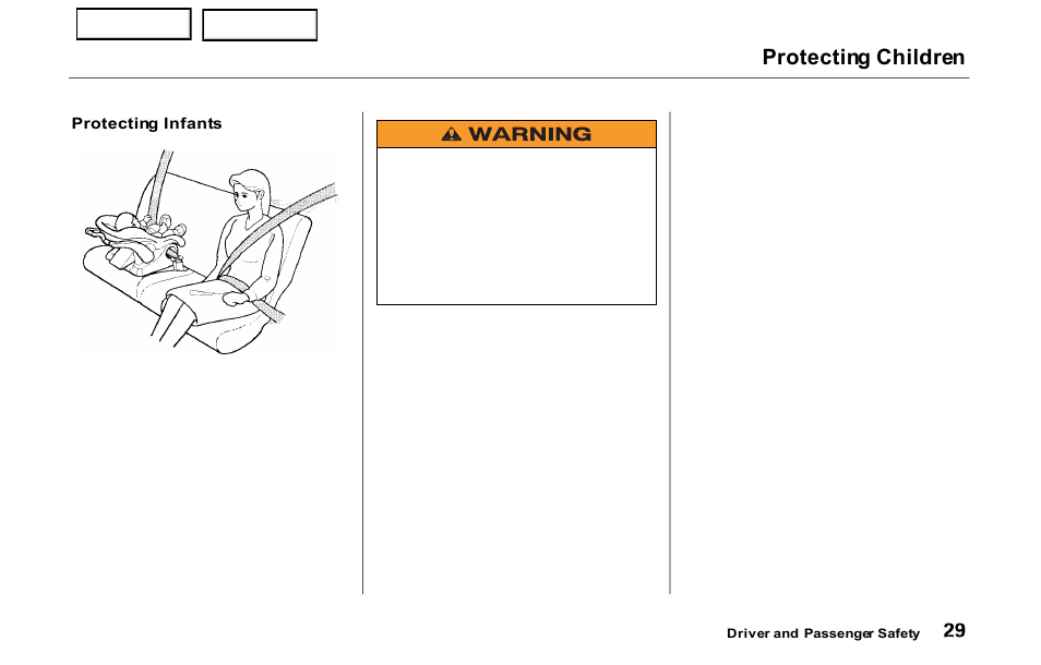 Protecting children | HONDA 2000 Prelude - Owner's Manual User Manual | Page 32 / 293