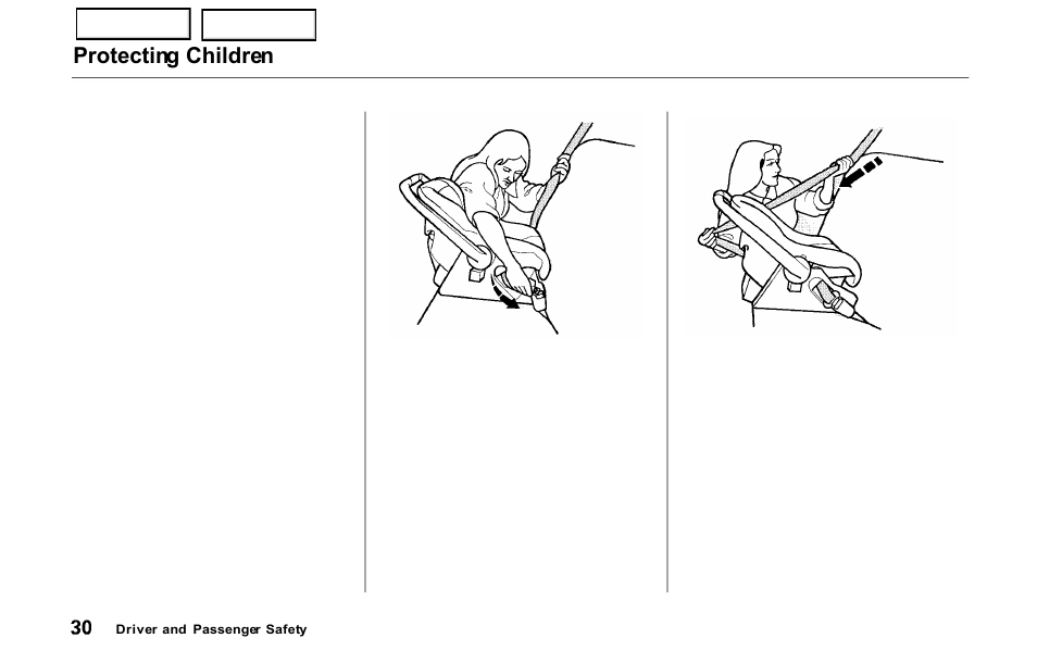 Protecting children | HONDA 2000 Prelude - Owner's Manual User Manual | Page 33 / 293